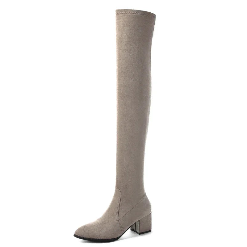 Thigh High Boots Women 2023 Winter Fashion Boot New Over Knee Boots Women Shoes Sexy High Heels Botas Red Warm Fur Black Boots