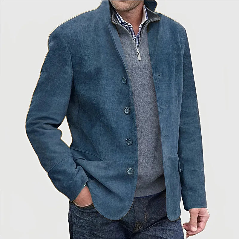 Coats Men Jackets Turn Down Collar Full Sleeve Single Breasted Jacket Regular Casual Solid Coat Open Stitch Autumn Winter