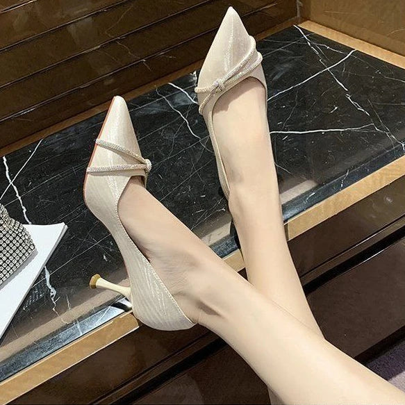 Ladies Pumps Black Rhinestone Diamond Wedding Bride Shoe with Heel Women's Shoes Crystals Elegant Dress A Lastest Wholesale Chic