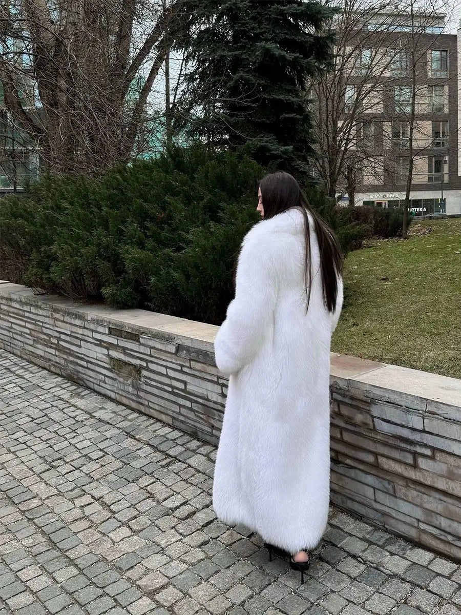 Long Coats Women Faux Fur Jackets Y2k Streetwear Turn Down Collar Coat Thick Warm Jacket Elegant Work Outerwear Autumn Winter