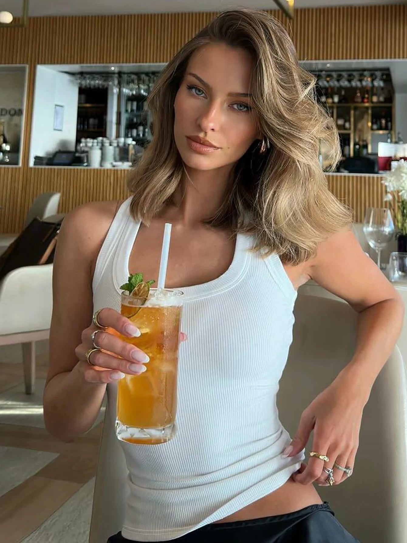 Summer Fashion Sexy European Women's U-Neck Solid Color Slim Fit Crop Top for Women Trendy Small Vest with Work Design