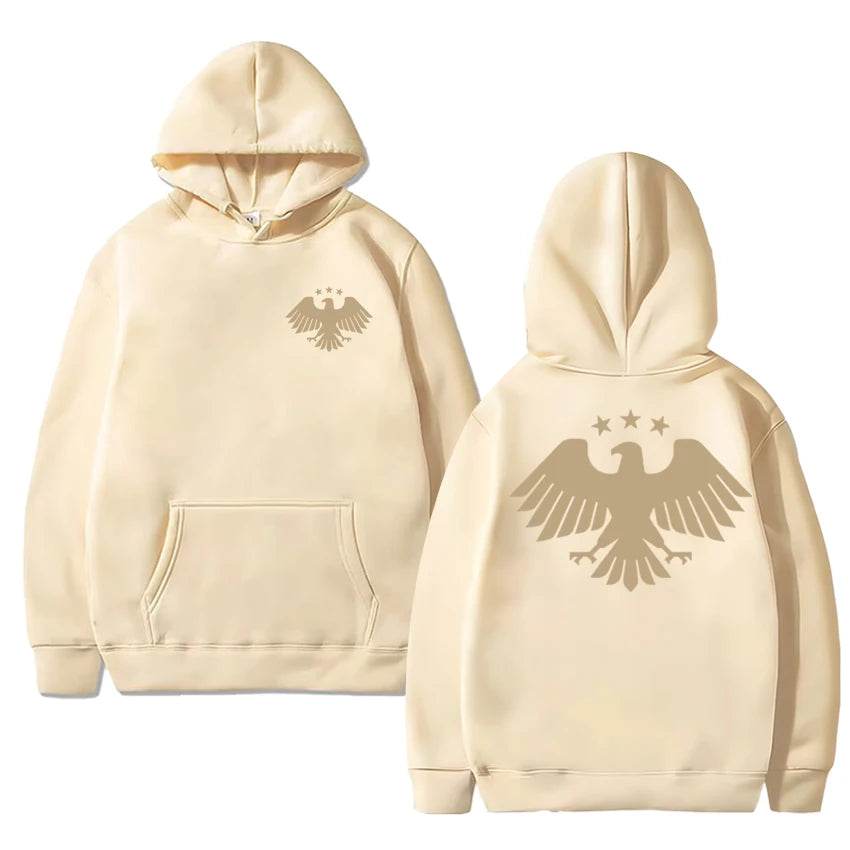 Autumn Winter Men women harajuku black Sweatshirt Eagle of Syria Double Sided Graphic Hoodie Unisex Fleece Long sleeve pullovers