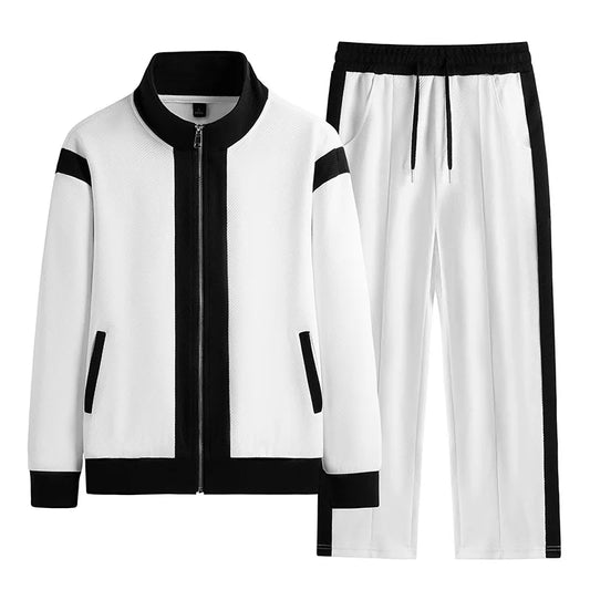 Men's Baseball Korean Sportswear Jogging Sets Suit Jacket and Trousers Two-piece Running Sets FashionPatchwork Quality Tracksuit