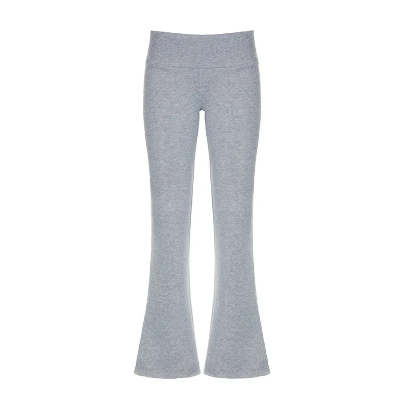 2025 Slim Low Waist Casual Sweatpants For Women Solid Simple Basic Flared Pants Sports Jogging Trousers