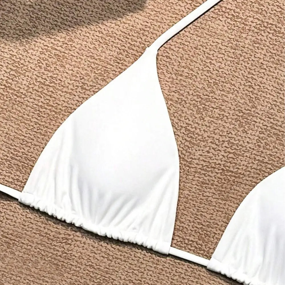 2Pcs/Set Fashion Summer Beach Bikini Brazilian Halter Women Swimsuit Bathing Suit Casual Swimwear Holiday