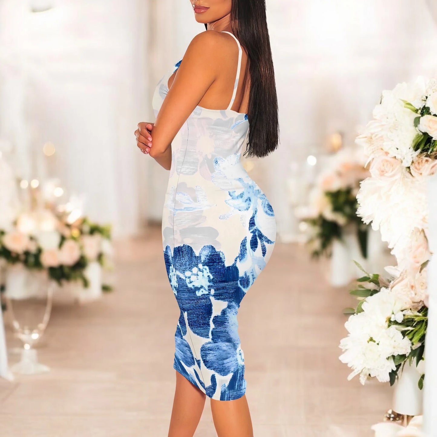 Sexy Casual Tie Dye Print Gradient Contrast V Neck Printed Dresses