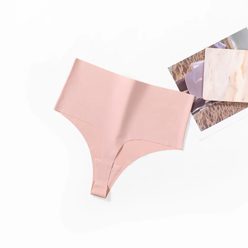 BZEL High Waist Women's Panties Seamless Thongs Silk Satin Plus Size Female Underwear Sexy Lingerie Fashion G-Strings Hot T-Back