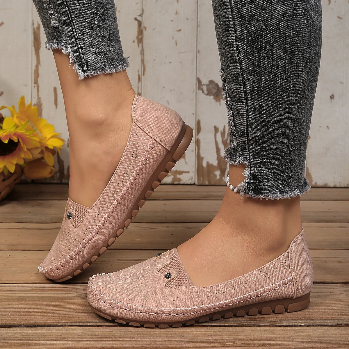 goreyodoly women loafers hollow floral design patchwork slip on flats breathable lightweight casual walking shoes soft non slip