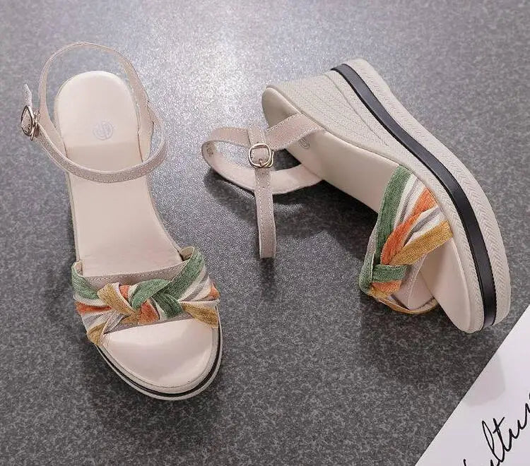 Open Toe Wedge Sandals for Women Summer Shoes босоножки женские Female Leisure Pumps Ankle Strap High Heels Ladies Slingbacks