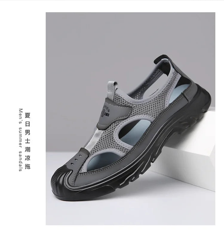 Sandals Breathable Men Shoes Mesh Outdoor Men Hollow Sandals Antiskid Beach Sandals Flats Footwear Zapatillas Hombre 2025