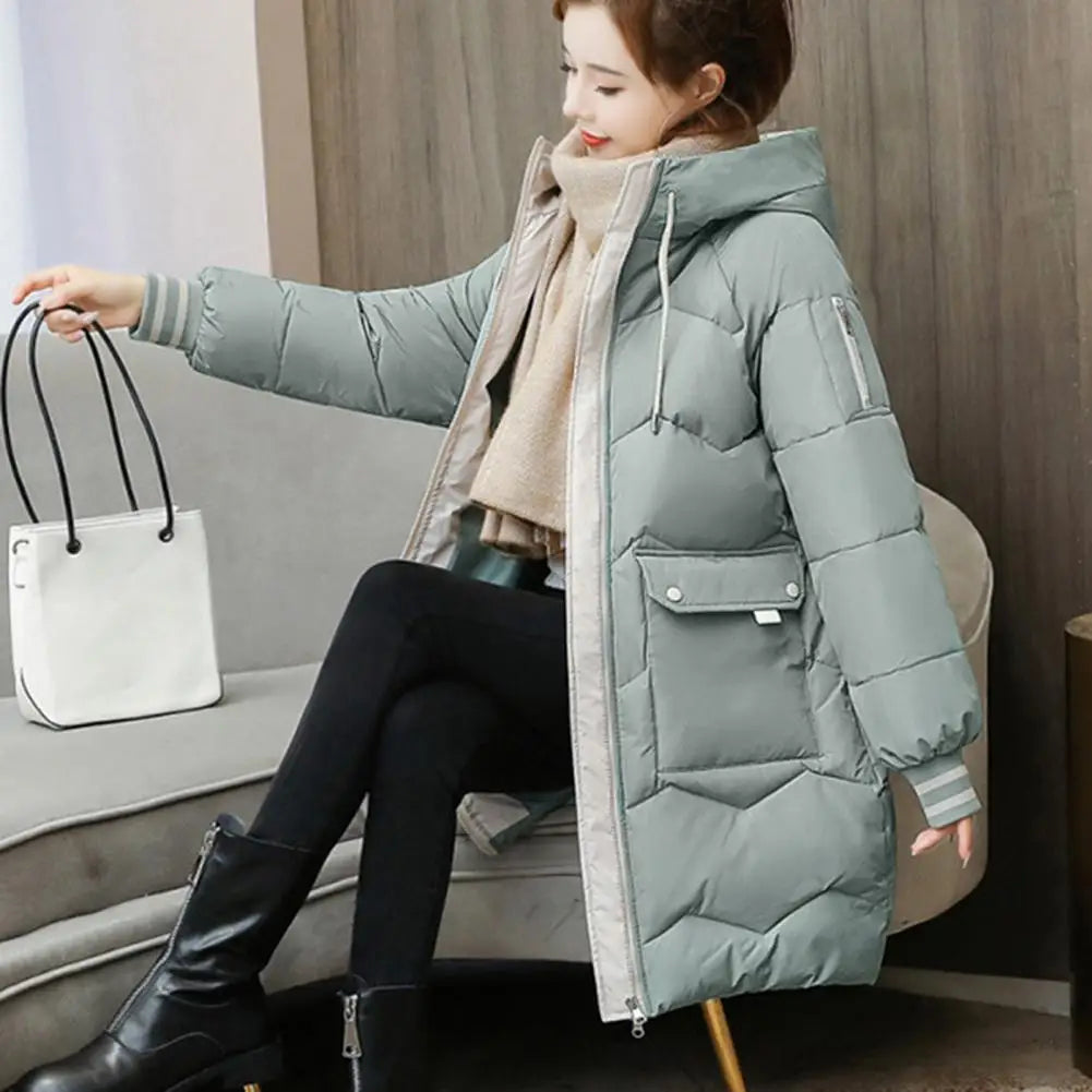 Women Long Hooded Down Cotton Coat Winter Thick Warm Parka Jacket