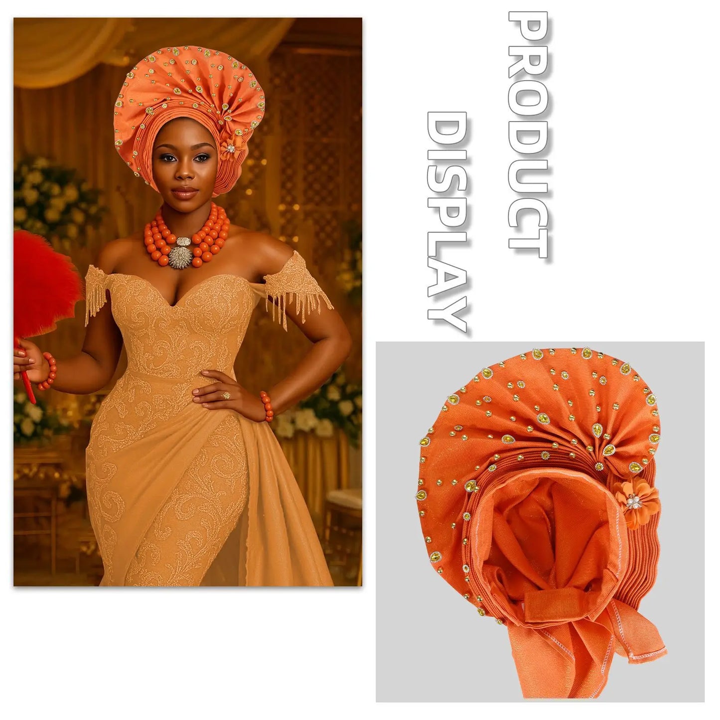 Luxury African Headscarf Wedding Party Auto Gele Headties Already Made Turban Cap for Women Nigeria Bonnet Hijab Head Wrap Hat