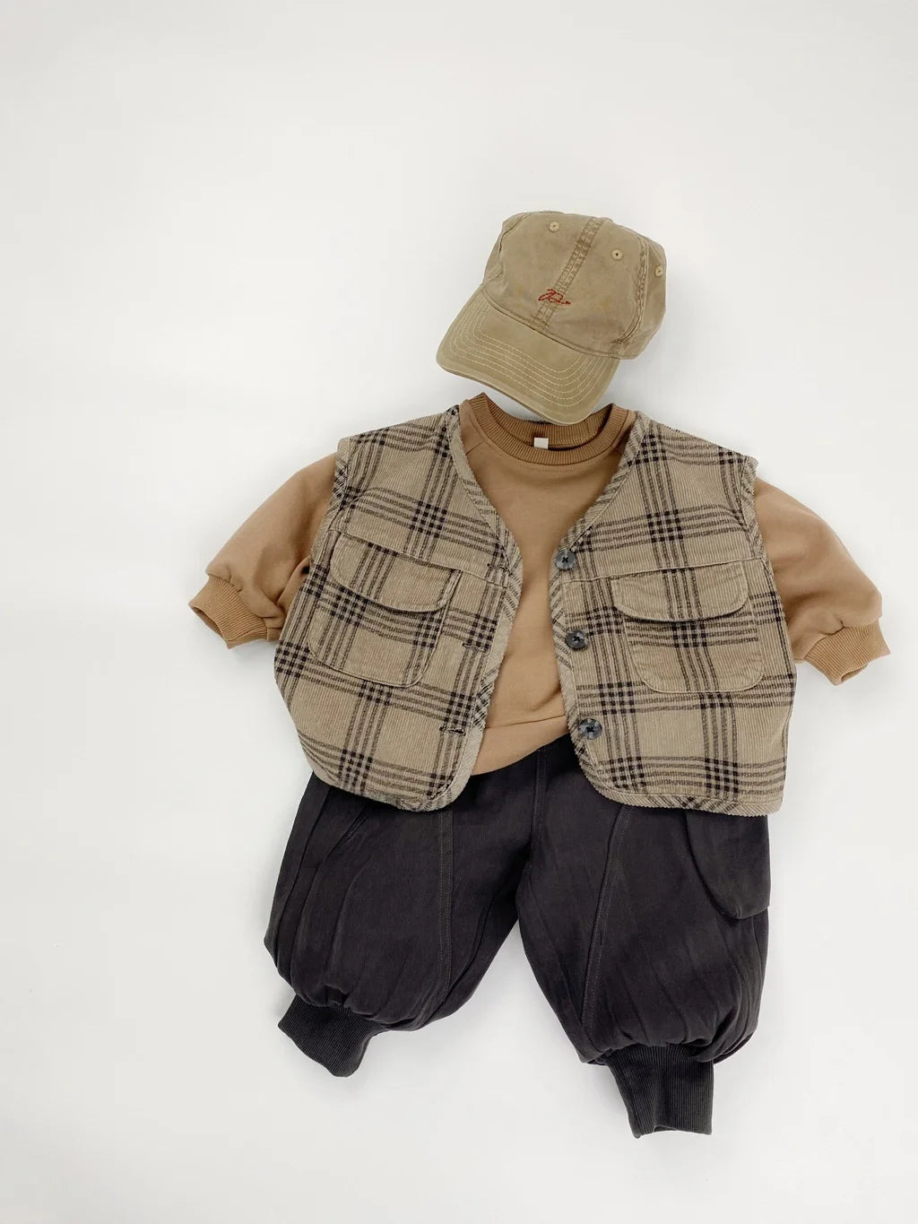 1-7 Y Kids Casual Pants  2026 Spring New Arrivals Korean Style Loose-Fit Cuffed Ankle Cargo Pants with Pockets for Boys and Girl