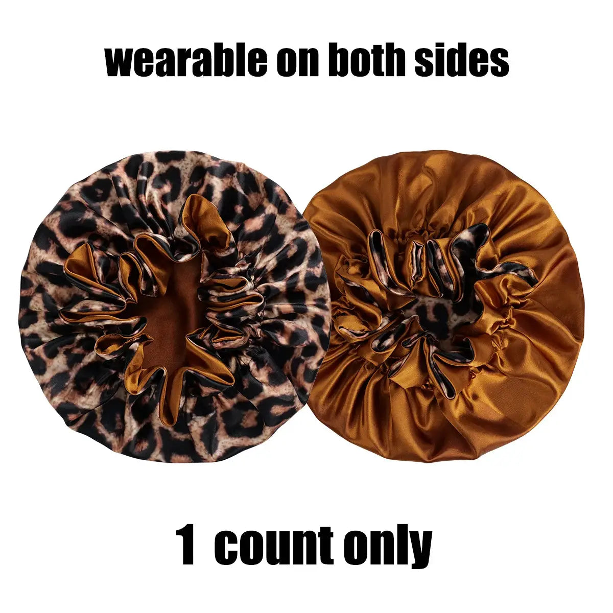 4Pcs Double Layer Satin Hair Bonnet Printed Leopard Splicing Design for Curly And Straight Hair Sleeping Cap BAZAARHUBO