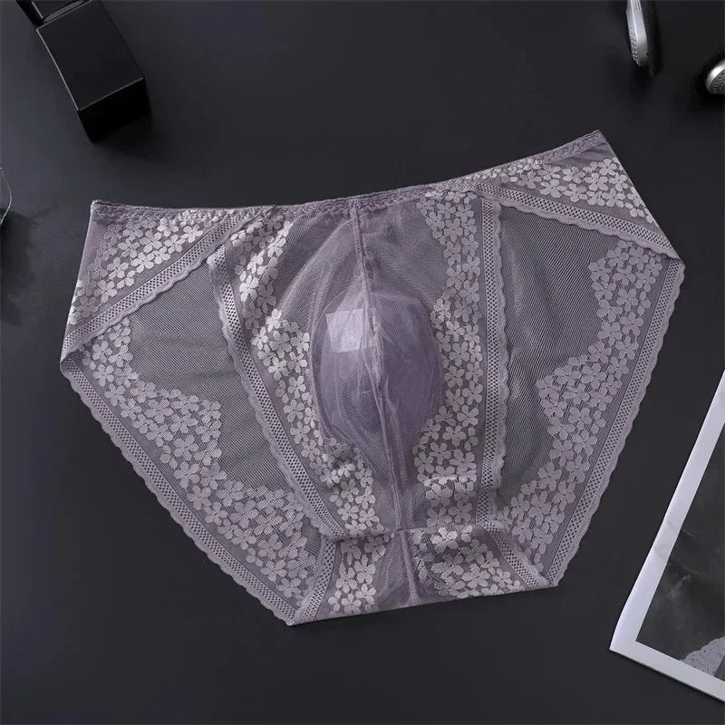 Lace Men's Underwear Ice Silk Calzoncillos Hombre 3D Convex Bag Adults 18 Plus Size Sexy Lingeries for Man Tangas Japonesa New