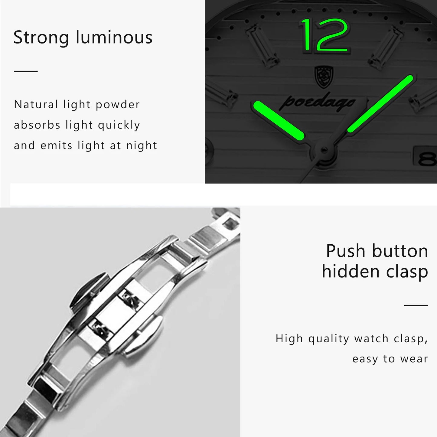 POEDAGAR Casual Fashion Ladies Wristwatch Luminous Waterproof Date Woman Watch Luxury Quartz Square Women's Watches Reloj Hombre