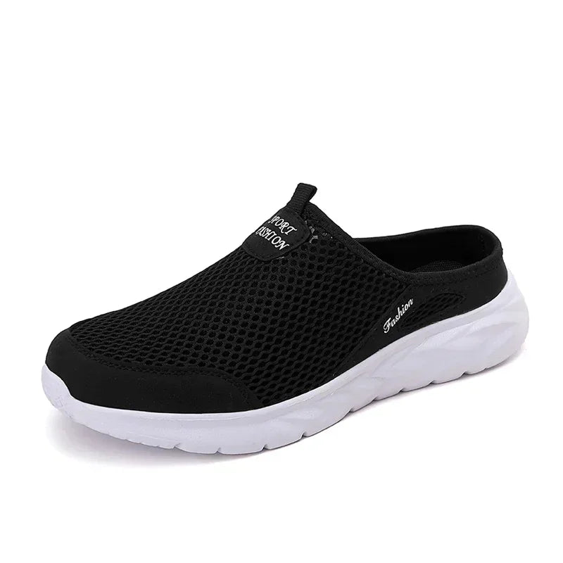 Half Slippers Outdoor High Quality Anti-slip Men Leisure Shoes Mesh Breathable Soft Comfortable Flat-bottomed Slippers