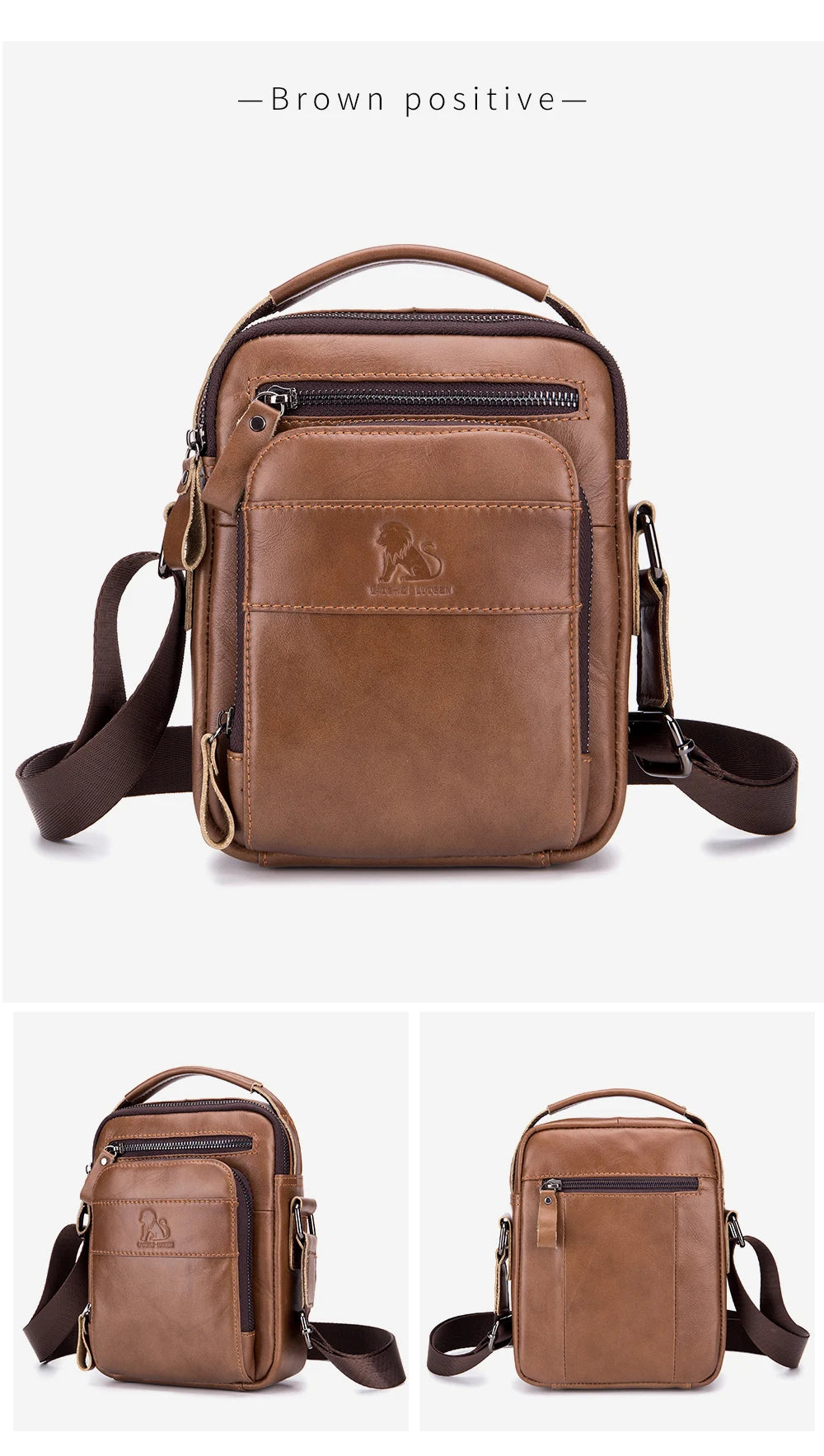 Cowhide men's small shoulder bag with top layer, cowhide single shoulder diagonal cross bag, fashionable and sporty small bag
