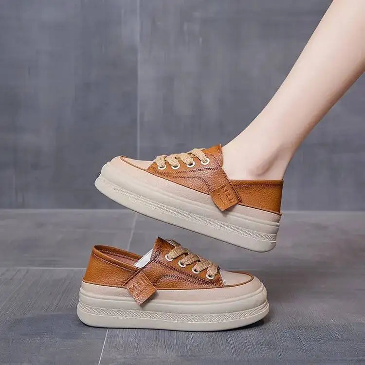 2025 New Women's Shoes Platform Sneakers Walking Fashion Lace-up High Quality Comfortable Women Running Shoe