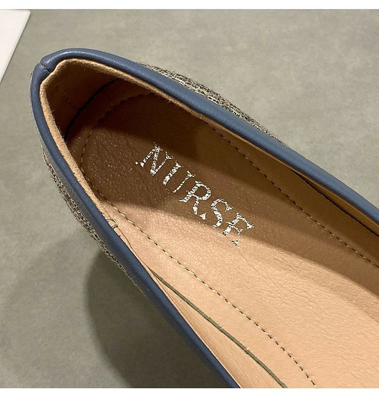 Women's Shoes 2025 New Woven Bow Square Toe Women's Ballet Flats Female Soft Sole Large Fashion Women's Shoes Chaussure Femme
