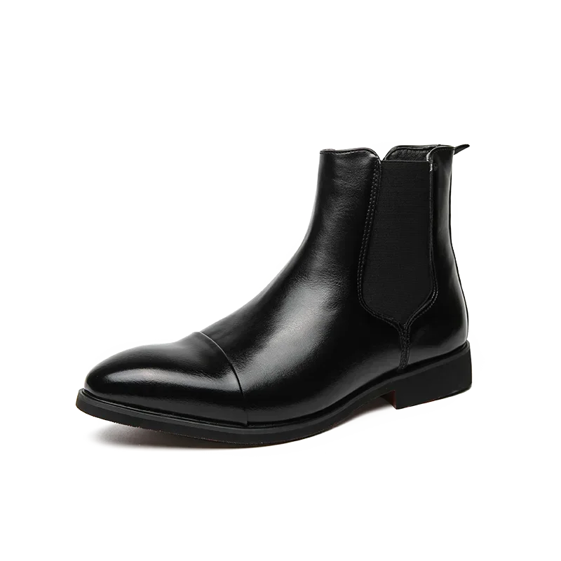 Chelsea Boots for Men Red Sole Pu Ankle Business Round Toe Slip-On Mens Boots Size 38-46 Men Shoes