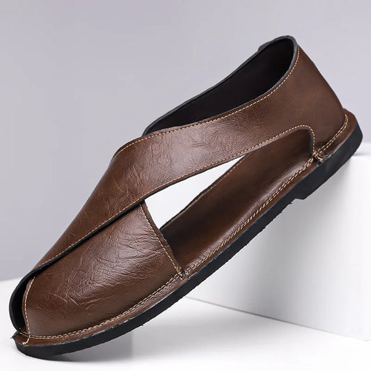Italian Leather Sandals for Men Summer Sandals Men Casual Shoes Black Fashion Gladiator Sandals for Men Designer Shoes Zapatos