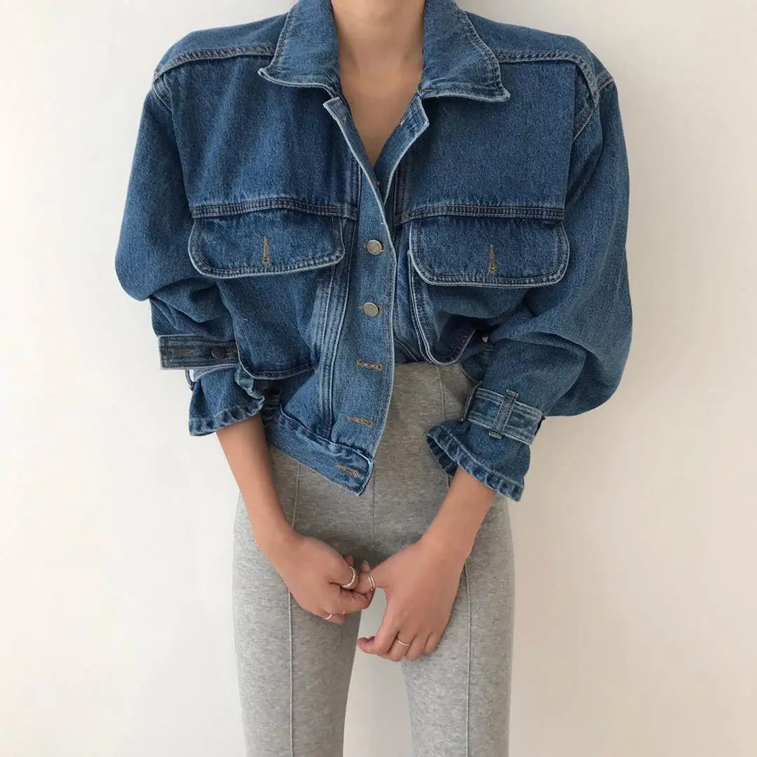 Coats Jackets Women Top 2022 Sexy Puff Long Sleeve Y2k Clothes Cropped Jacket Streetwear Women's Denim Shirt