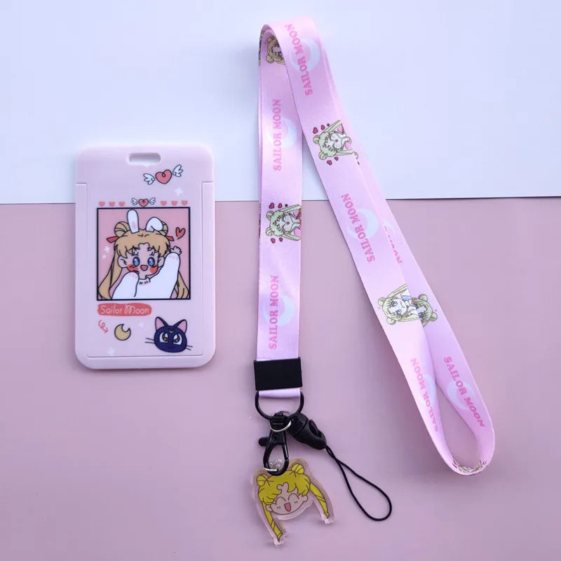 New Cartoon Girls Anime Lanyard Credit Card ID Holder Bag Student Women Travel Bank Bus Business Card Cover Badge
