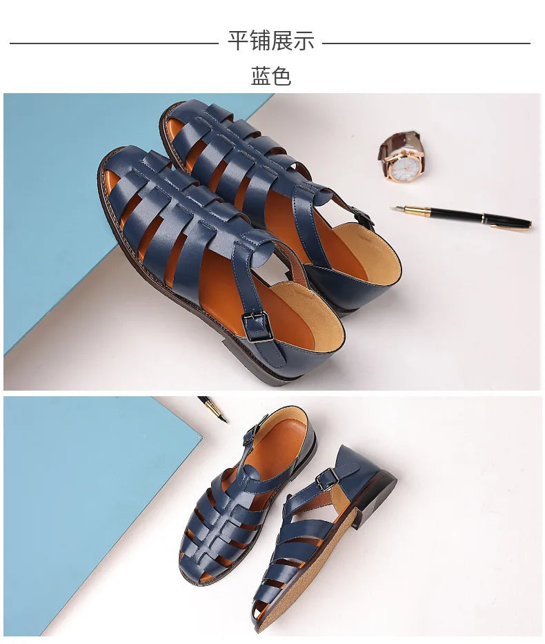 Summer Stylish Sandals for Man Leather Daily Roman Shoes Fashion Mens Business Dress Casual Comfortable Beach Footwear Flats