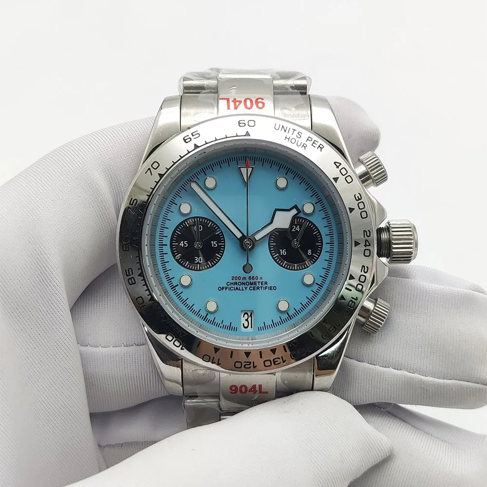 39mm VK64 Quartz Chronograph Men's Watch Sapphire Glass Waterproof Sport quartz watches Stainless Steel Strap Reloj Hombre
