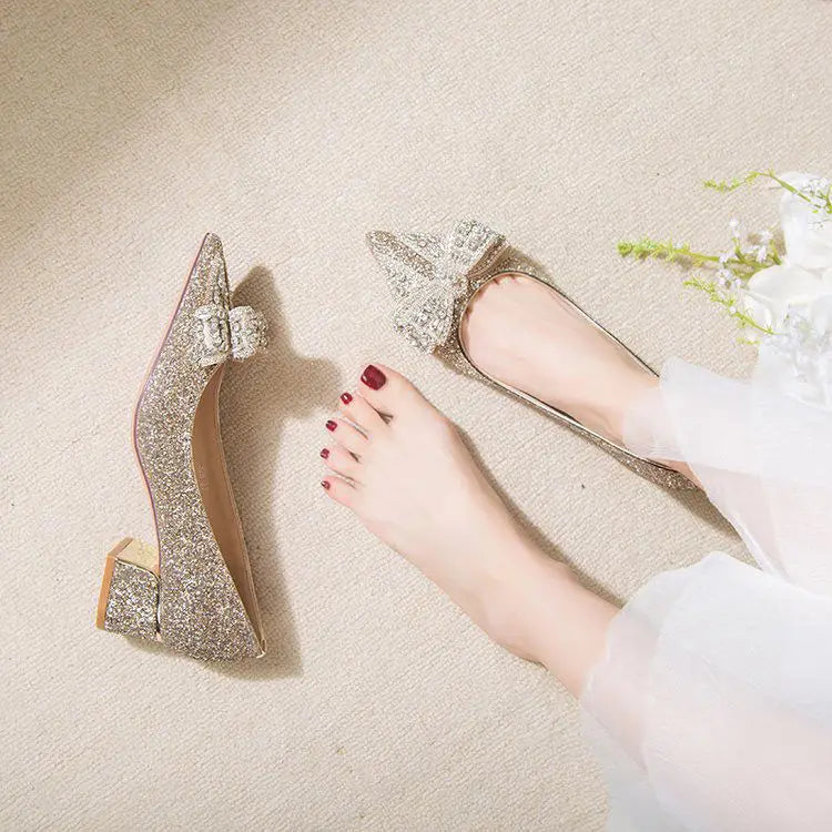 Women's Summer Footwear Stilito Rhinestone Shoes for Woman 2025 with Wedding Bride Genuine Mark Chic and Elegant A Comfortable E