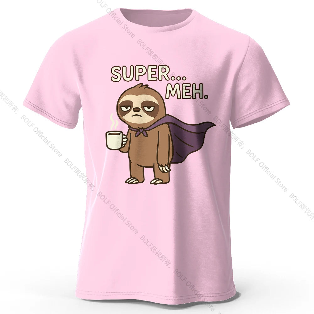 Men's Super Meh Printed T-Shirt 100% Cotton Oversized Apathetic Graphic Tees for Women Summer Tops Slacker Streetwear