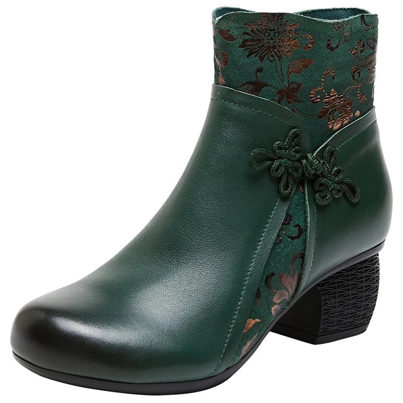 2025 Leather Ankle Boots Women High Heels Black Shoes for Women Handmade Genuine Leather Women Knight Boots Sale