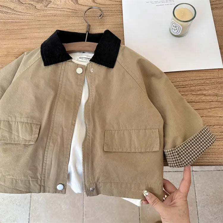 Kids Windbreaker New 2026 Spring Autumn Fashion Korean Casual Baggy Simple Style