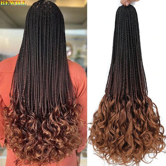 14 18 24 Inch French Curl Crochet Braids Boho Goddess French Curl Box Braids Crochet Hair Synthetic French Curly Braiding Hair