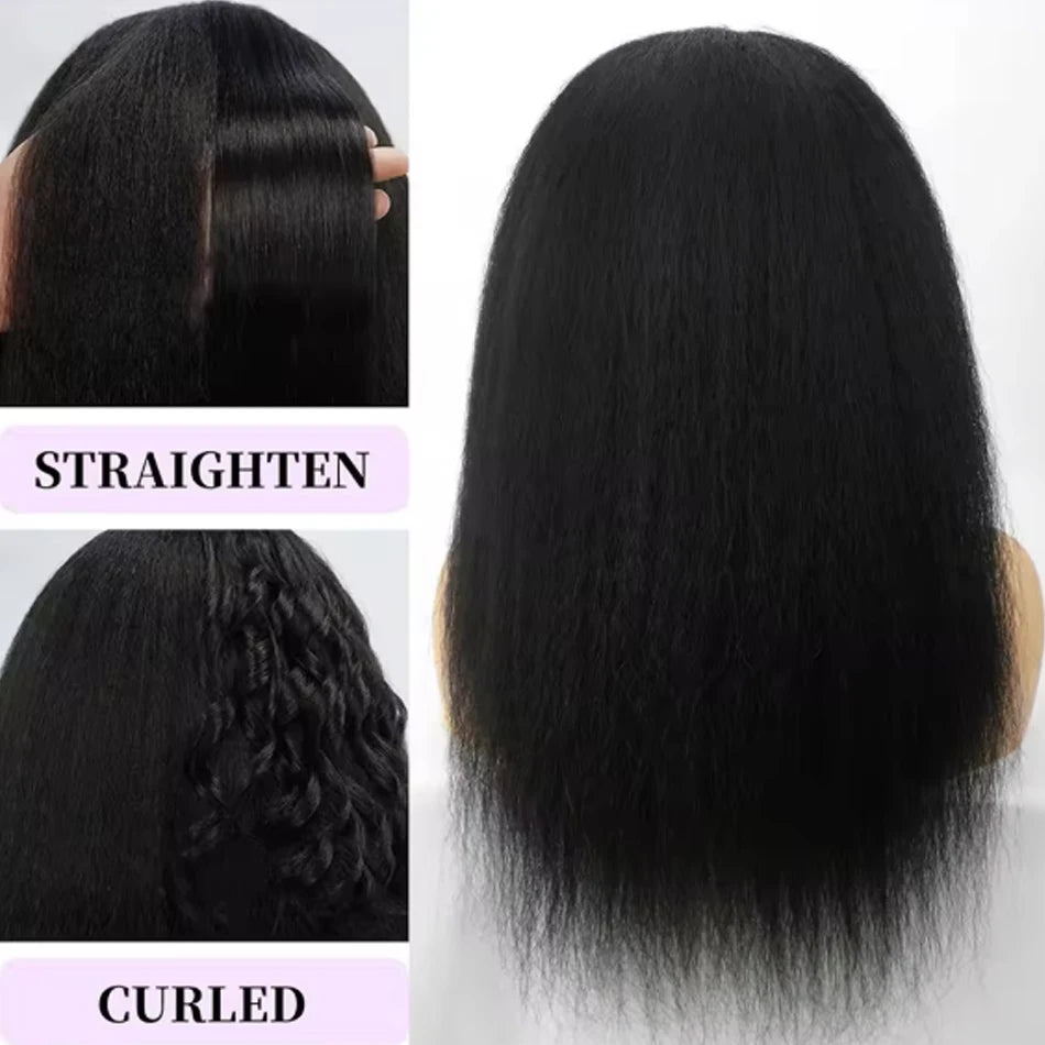 Kinky Straight Headband Wig Remy Human Hair Wig Ready To Wear Peruvian Yaki Straight Headband Isee Human Hair Wig for Women