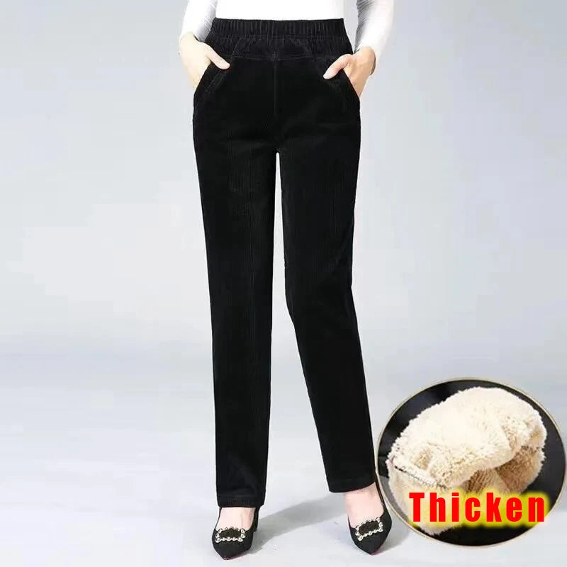 Thin/Thick Winter Lined Wide Leg Pants CasualThicken Warm Baggy Sweatpants Women HighWaist Korean Lamb Fluff Straight Pantalones