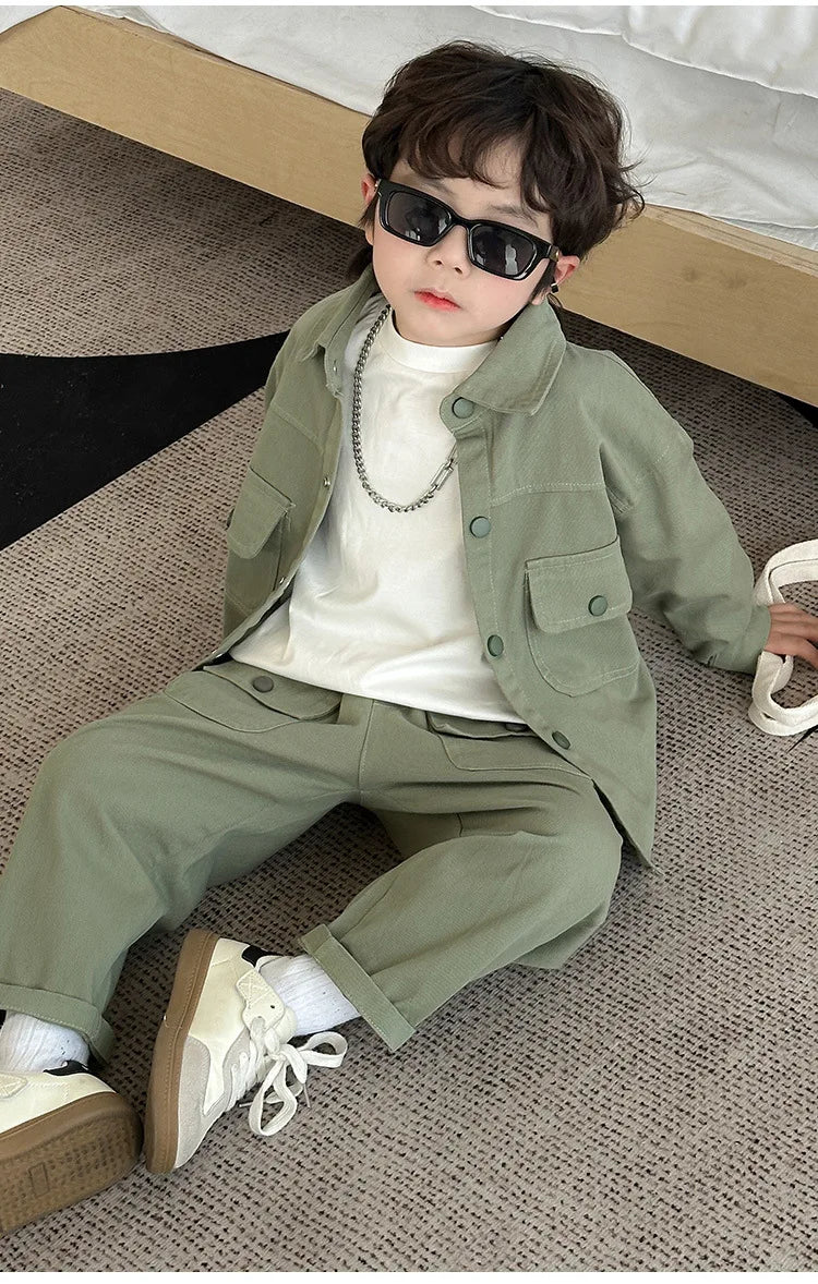 Boys' suit 2025 autumn new fashionable top pants sports casual workwear  children's clothing jacket