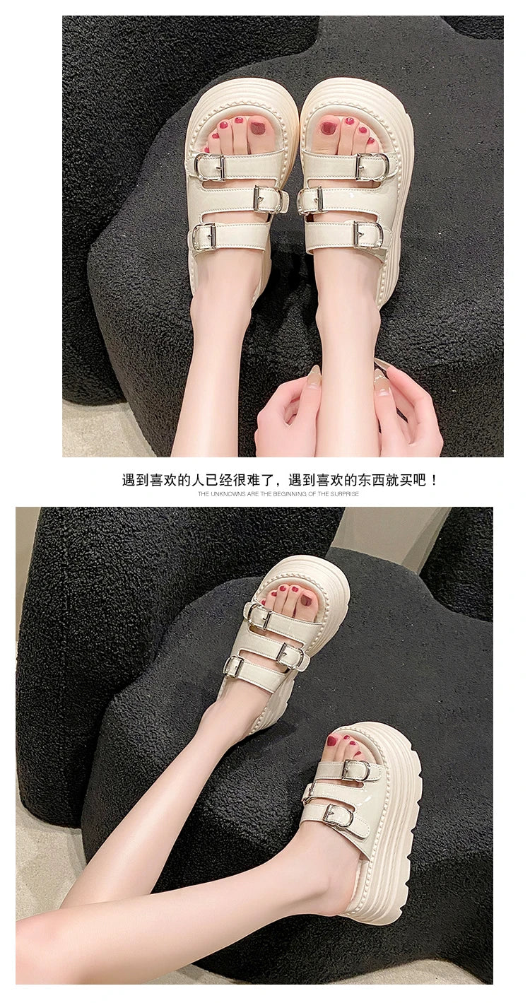 New Fashion Slippers Women Thickness Wedges High Heels Leisure Summer Sandals Female Platform Fish Mouth Shoes Ladies Slippers