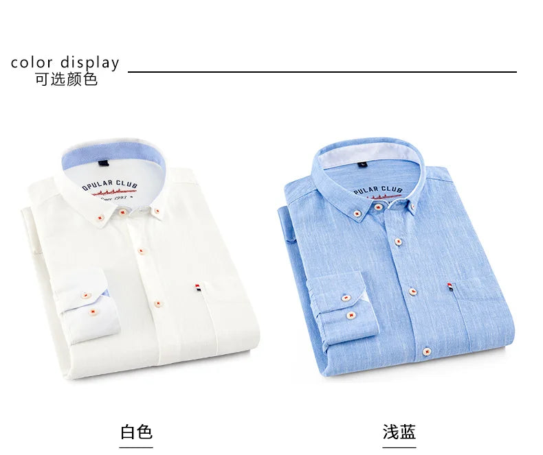 Shirt New Men's Fashion Solid Color Cotton Linen Everything Trend British Style Casual Business Formal Long-sleeved Shirt