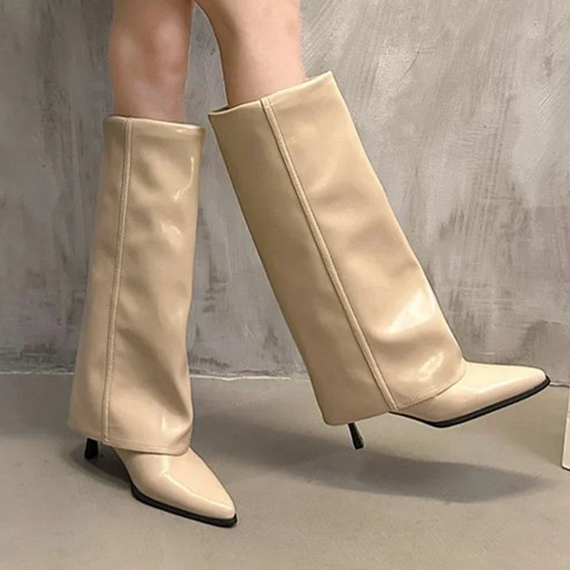 Women Chunky High Boots Pointed Toe Shoes Sexy Lady Dress Gladiator Autumn New 2024 Trend Retro Fad Woman Boots Goth Botas Mujer