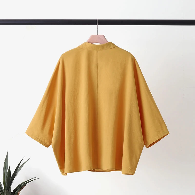 ZANZEA Summer Fashion Lapel Neck Shirt Women Elegant 3/4 Sleeve Blouse Work Buttons Down Tops Tunic Female Casual Loose Blusas