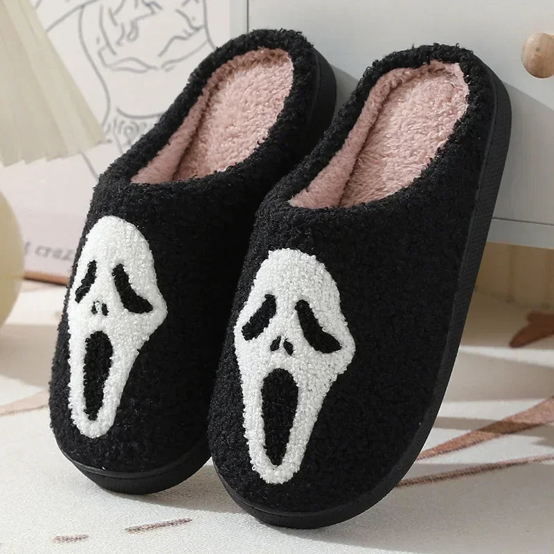 House Fuzzy Slipper Men Male Ghost Face Blue Evil Eye Home Shoes Plush Winter Warm Indoor Floor Non Slip Women Female Halloween