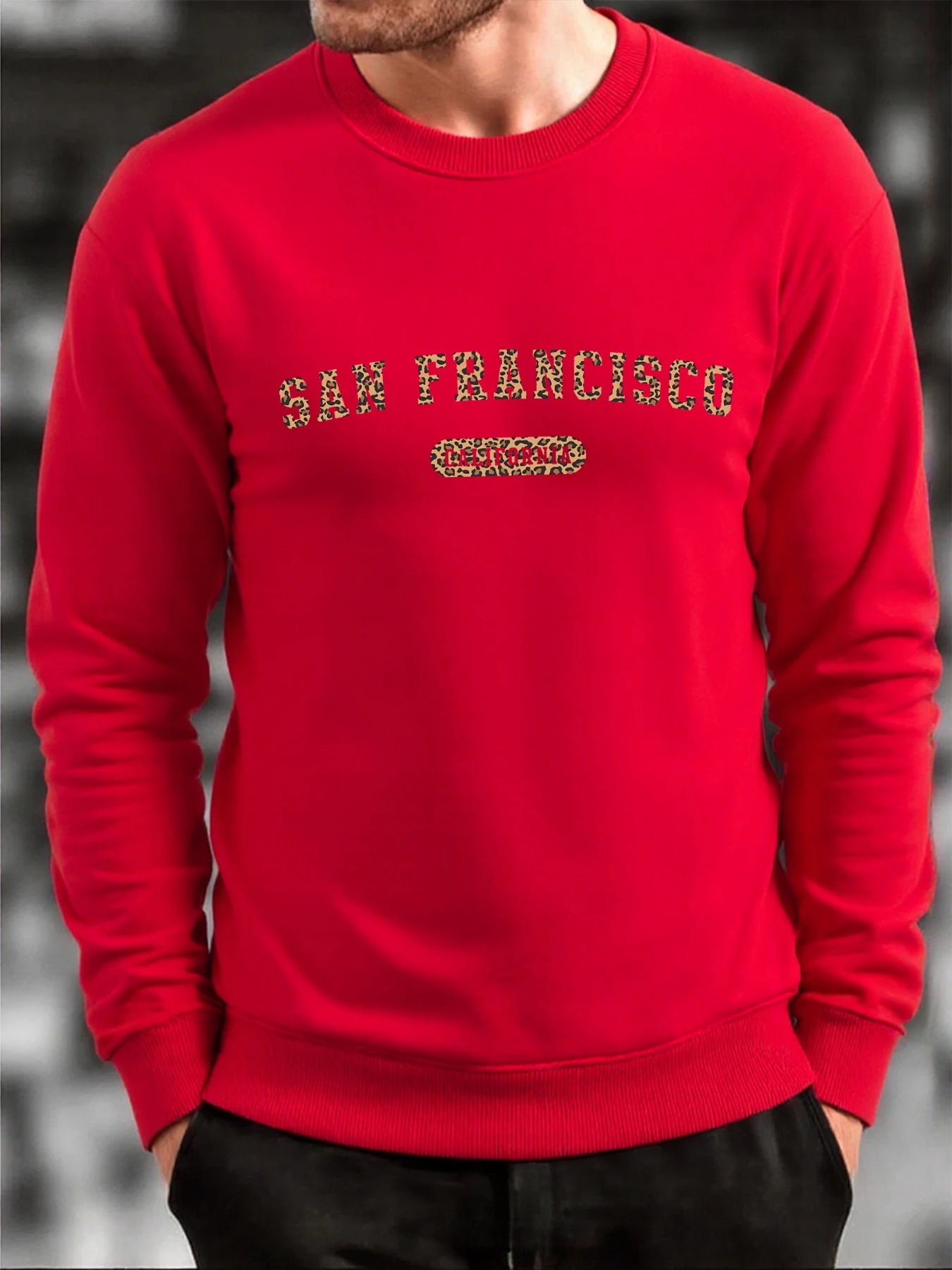 San Francisco California Print Men Hoodless Shirt Soft Loose O-Neck Sweatshirt Fashion Fleece Pullover Autumn Male Tracksuit
