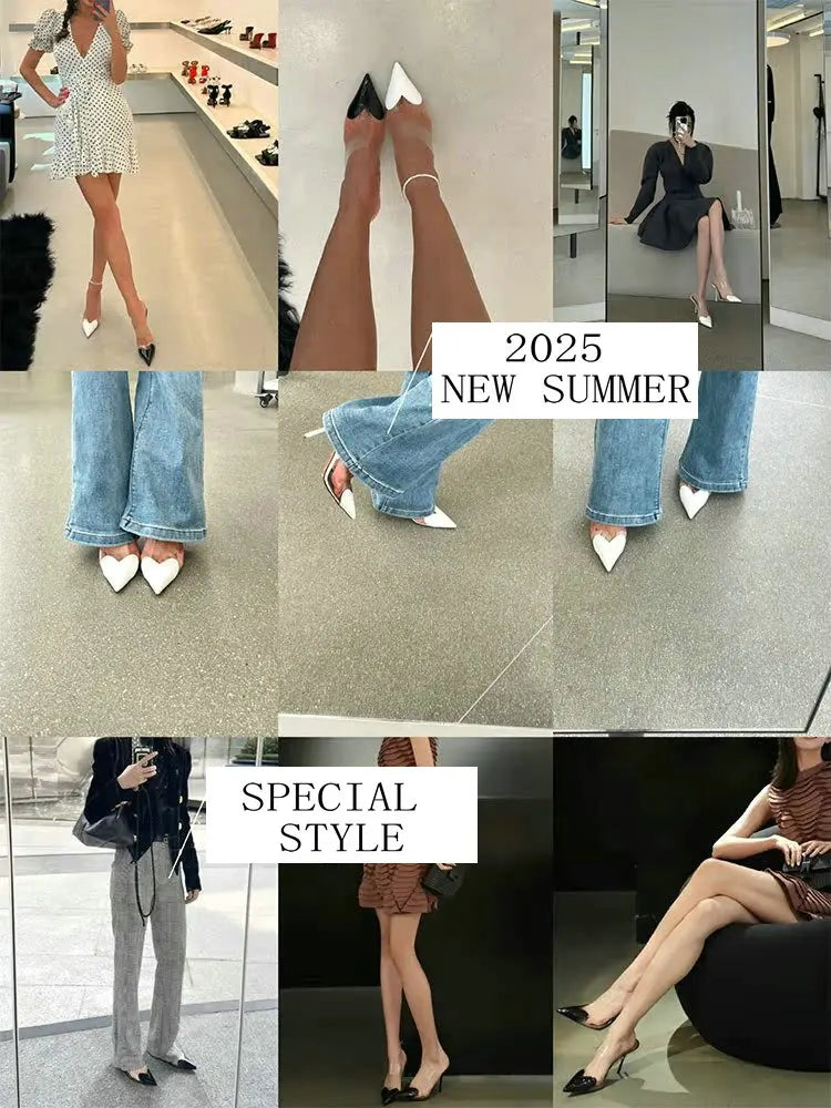 2025 New PVC European Style High Heels Women'S Summer Pointed Toe Runway Sandals Party Shoes