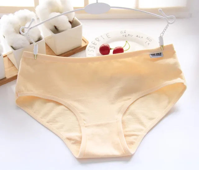 7pcs Women's Cotton Panties Plus Size Sexy Briefs Girls Breathable Soft Lingerie Cute Solid Color Underwear