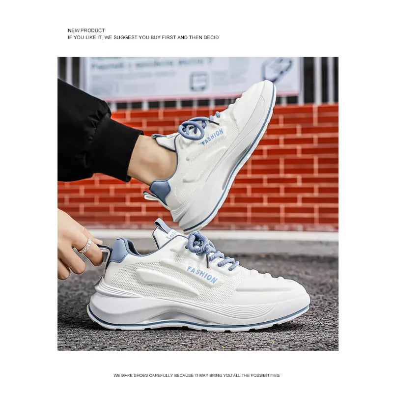 Summer 2026 Men's Thick Sole Sneakers Breathable Casual Running Shoes Streetwear Lightweight Trendy Footwear