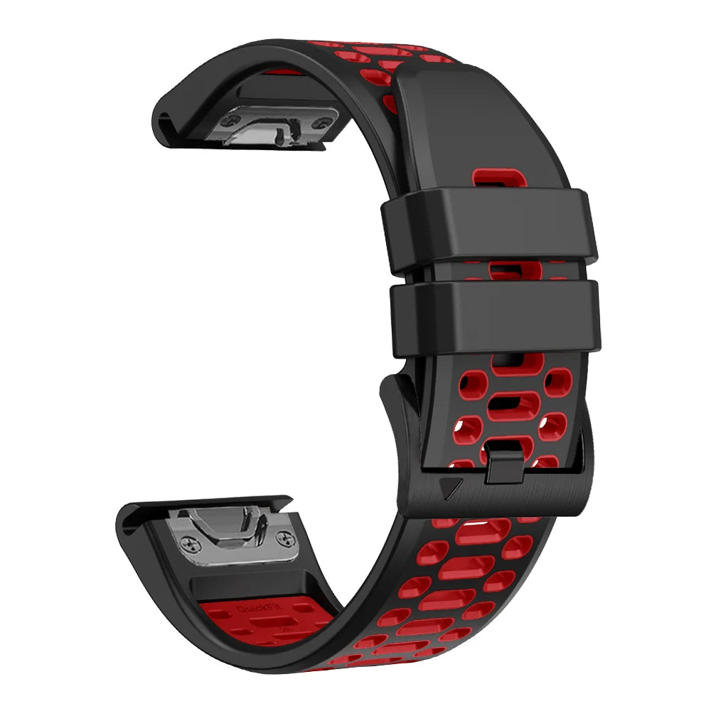Sport Two-Tone Breathable Silicone Watch Band For Garmin Fenix 7X 7 Pro 6X 6 5 5X Plus/Epix 2 47mm 51mm QuickFit 26/22mm Strap