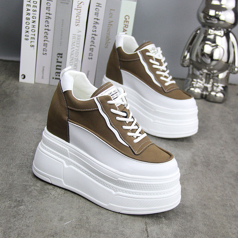 Fujin 10-11CM Synthetic Genuine Leather Boot Ankle Winter Plush Women Autumn Spring Cowboy Platform Wedge High Brand Shoes