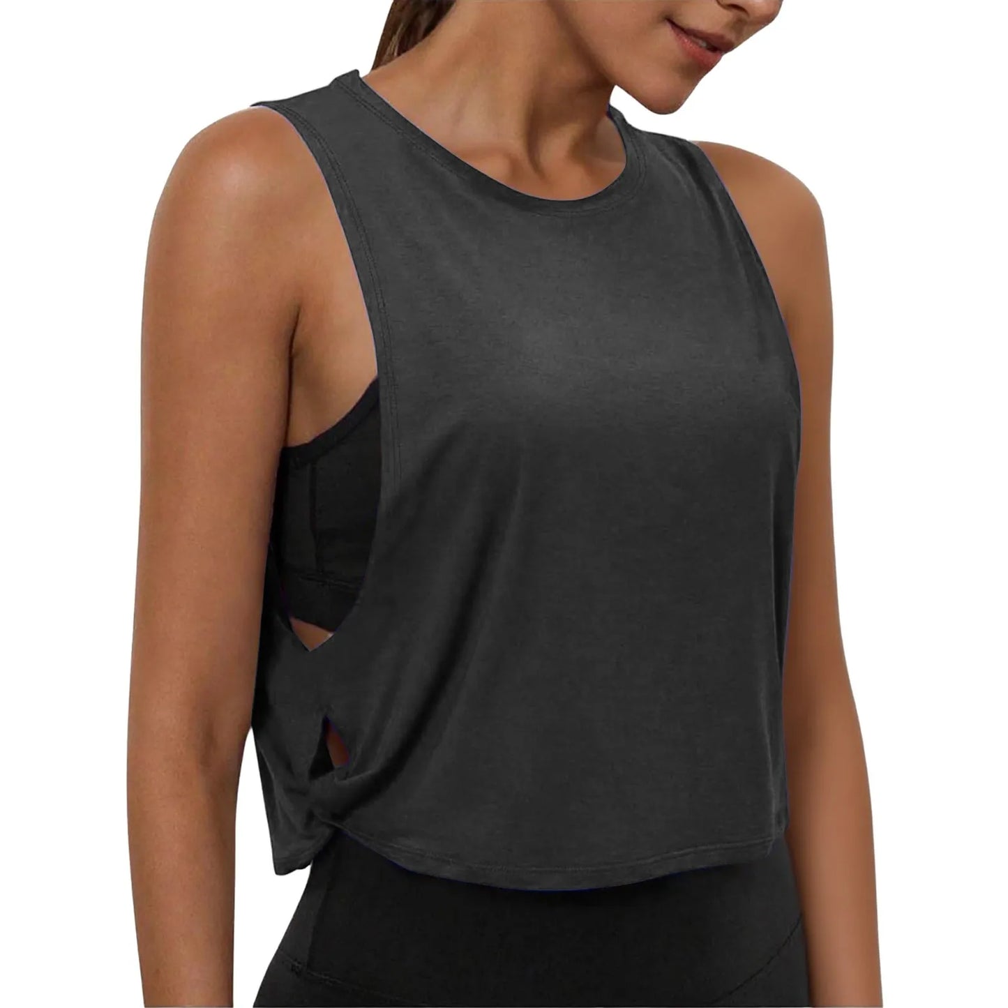 Women Sleeveless Yoga Top Breathable Gym Vest Tank Crop Top Running Tee